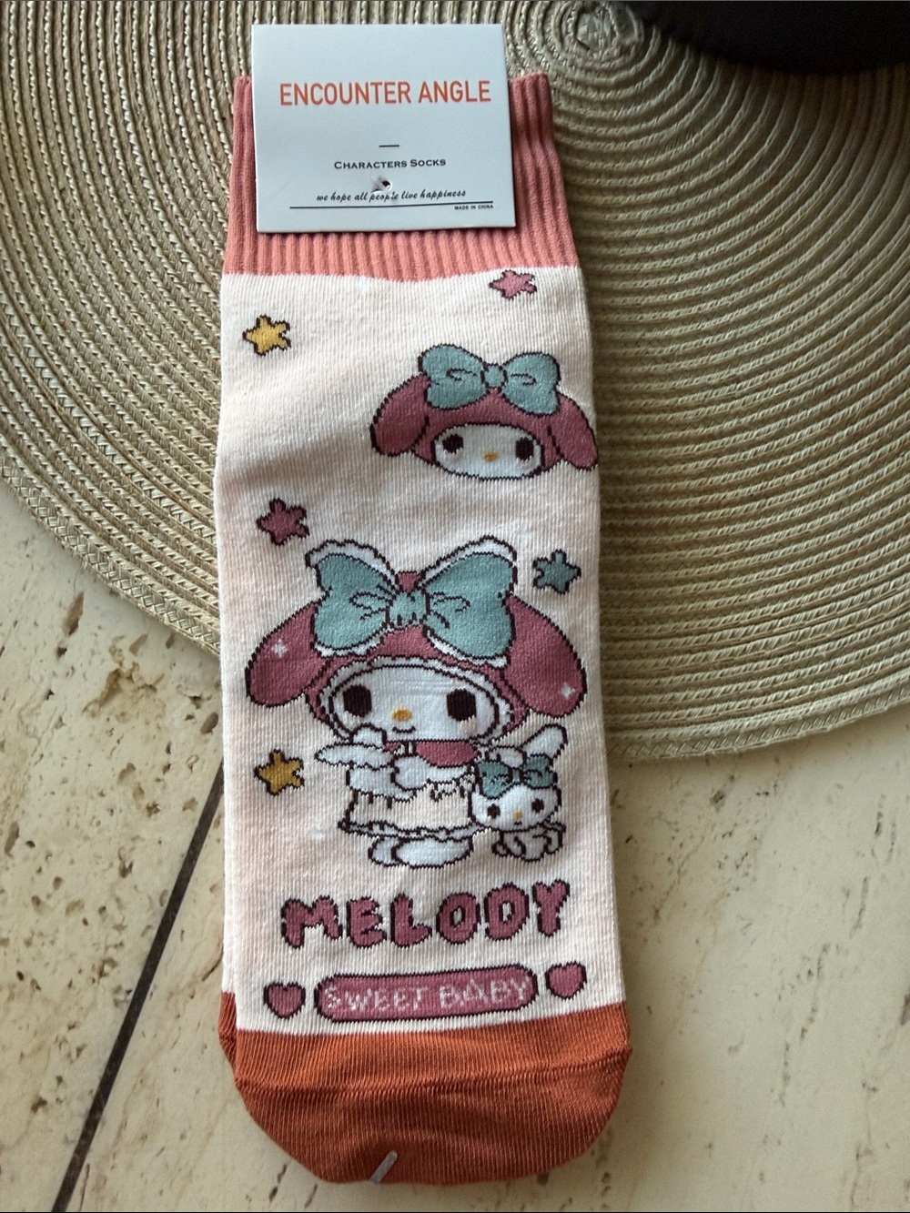 NWT Encounter Angle Melody PEACH Character Crew Socks Women's 4-10